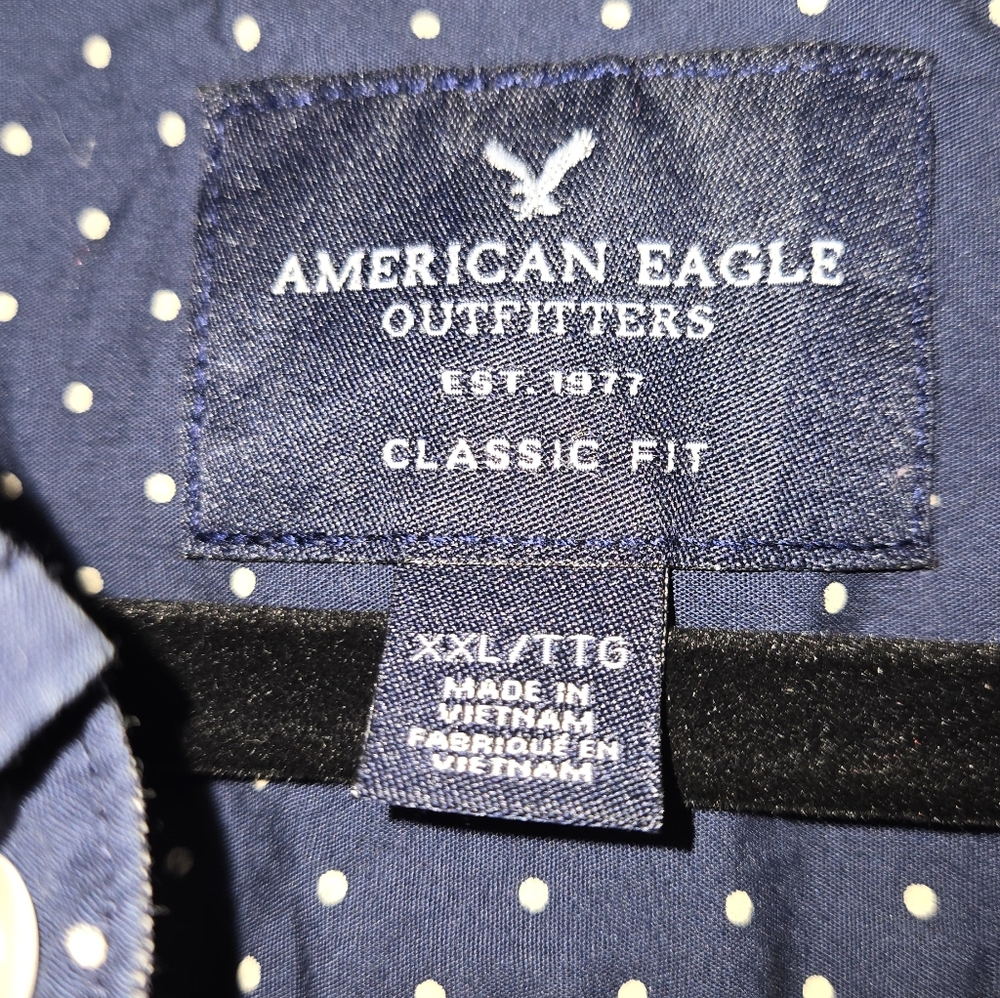 👕 👕2 For 1!!! Men's Dress Shirts American Eagle Dots & Land's End Chambray - Picture 2 of 10